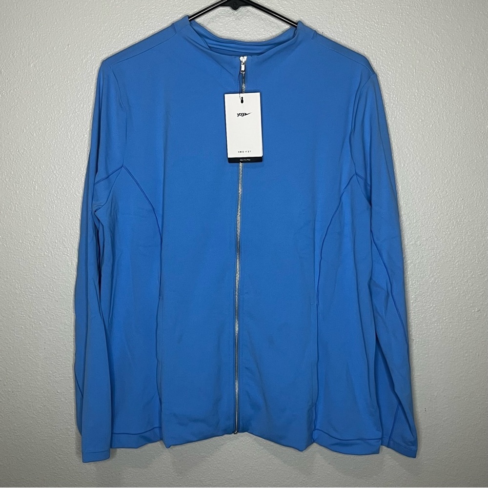 Nike Yoga Luxe Drifit Slim Fit Jacket Women 1x‎ Blue Zip Up Athletic Workout NWT